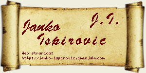 Janko Ispirović vizit kartica
